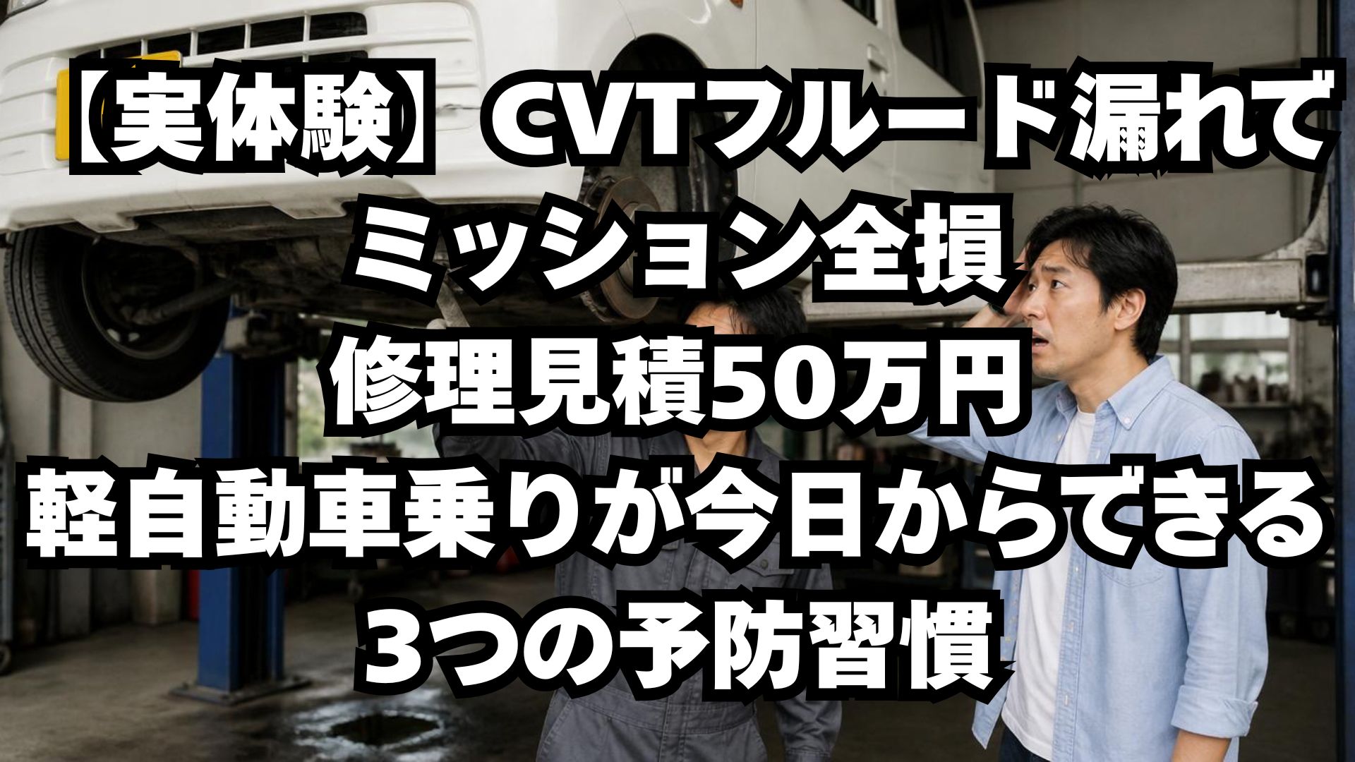 【実体験】CVTフルード漏れでミッション全損・修理見積50万円｜軽自動車乗りが今日からできる3つの予防習慣